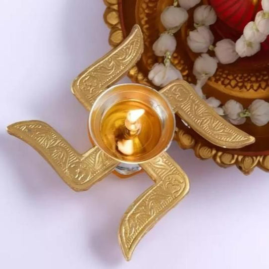 Brass Swastik Diya