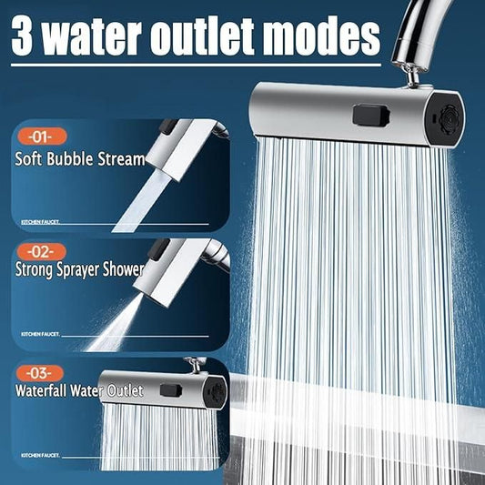 3 in 1 360* Waterfall Kitchen Faucet, Touch Faucet, Extender for Kitchen Sink